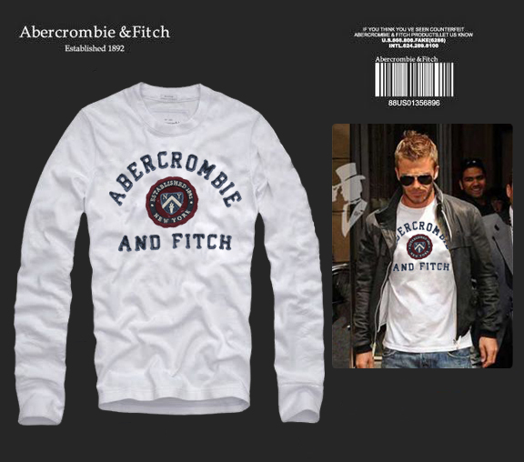 Abercrombie Fitch Hombres De Cuello Redondo Con Gente Fotos Largo Remera AF6071